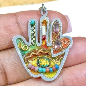 Seeka Unique Handpainted Hamsa Necklace